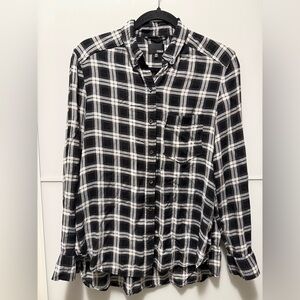 Wilfred Black and White Checkered Button Down Shirt